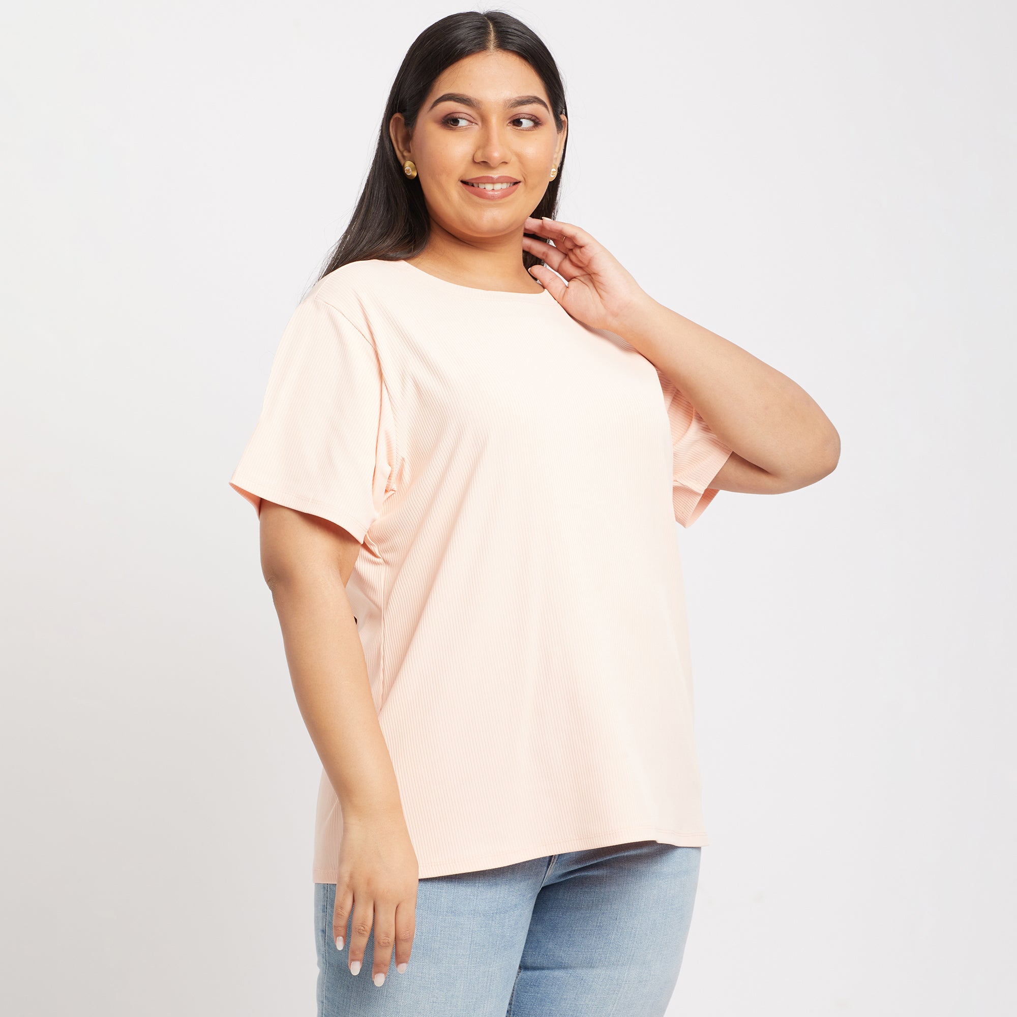 Baby Pink Rib Essential Plus Size Tshirt