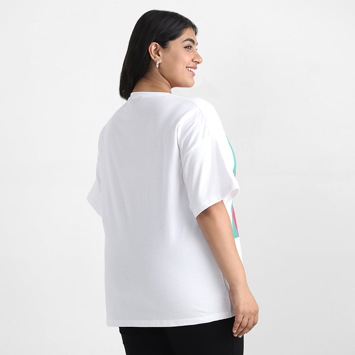 White Love Plus Size Chest Print Cotton Tee